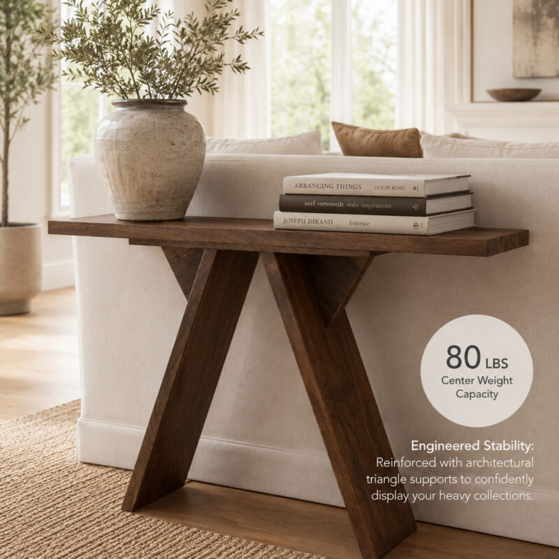 Console Table, 43.4-Inch Long Narrow Entryway Table with V-Shaped Base, Rustic Sofa Console for Hallway, Living Room, Behind Sofa - Image 19