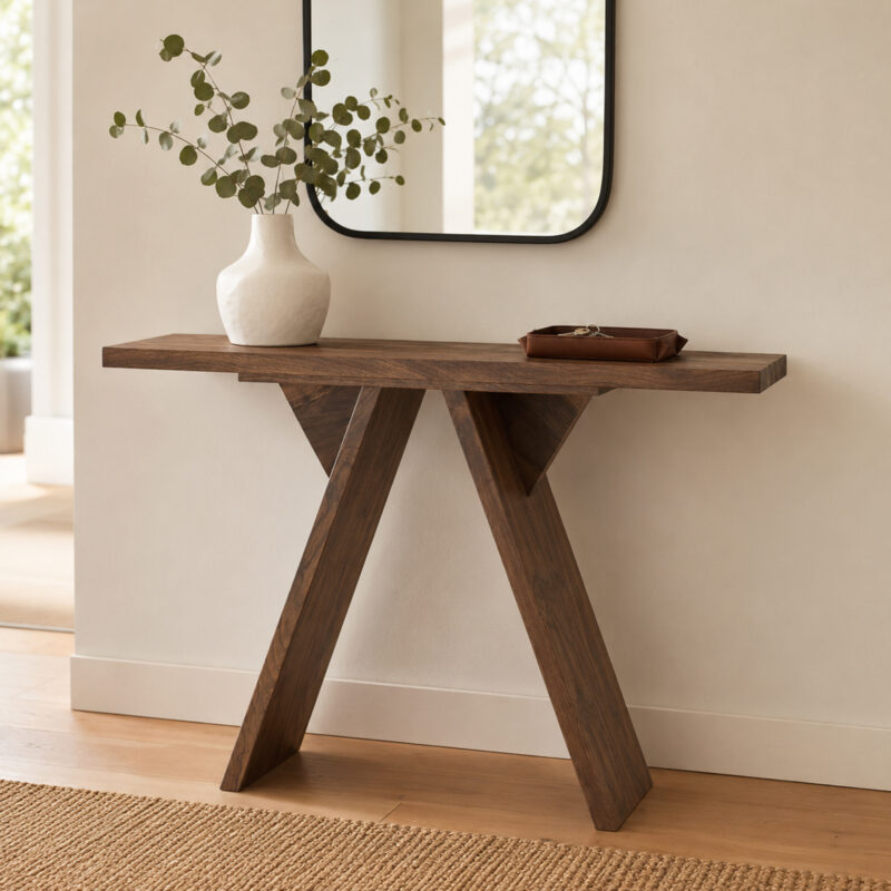Console Table, 43.4-Inch Long Narrow Entryway Table with V-Shaped Base, Rustic Sofa Console for Hallway, Living Room, Behind Sofa - Image 12
