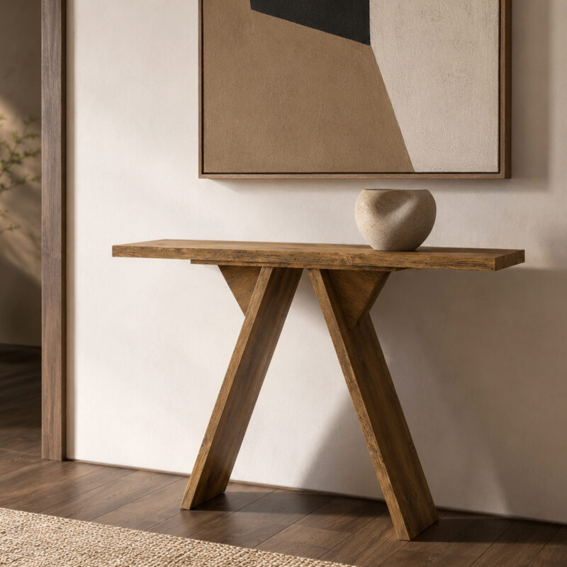 Console Table, 43.4-Inch Long Narrow Entryway Table with V-Shaped Base, Rustic Sofa Console for Hallway, Living Room, Behind Sofa - Image 3