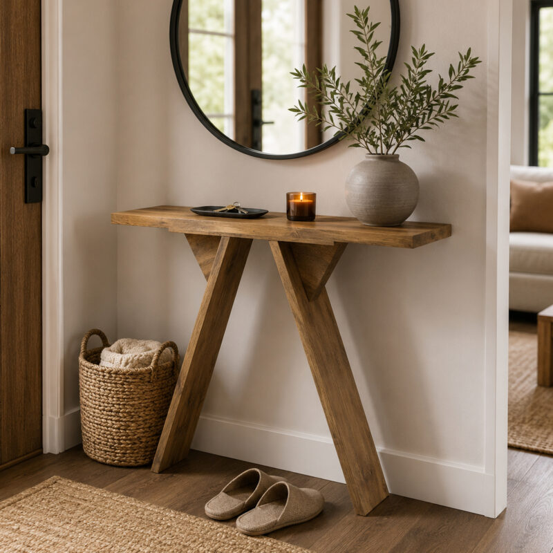 Console Table, 43.4-Inch Long Narrow Entryway Table with V-Shaped Base, Rustic Sofa Console for Hallway, Living Room, Behind Sofa - Image 2