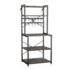 Kitchen Bakers Rack, 23.6 inch Width Bakers Rack, Kitchen Stand with X-Shaped Support Bar, 12 S-Shaped Hooks, Double-Layer Top Shelf, Coffee Bar Stand for Dishes & Bowls, Spice Bottles