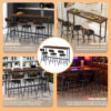 Bar Table and Chairs Set for 3, 4 Piece Industrial Dining Table Set with 3 PU Upholstered Bar Stools, Bar Table Set for Kitchen, Dining Room, Living Room, Bar, Cafe, Small Space Corner, Rustic Brown - Image 11