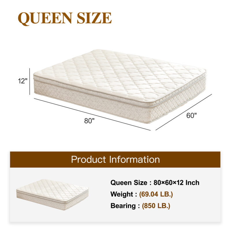 Queen Size Mattress,12 Inch Hybrid Queen Mattress in a Box with Memory Foam and Pocket Spring for Pressure Relief & Comfort Sleep & Zoned Support, Medium Firm,CertiPUR-US & OEKO-TEX - Image 10