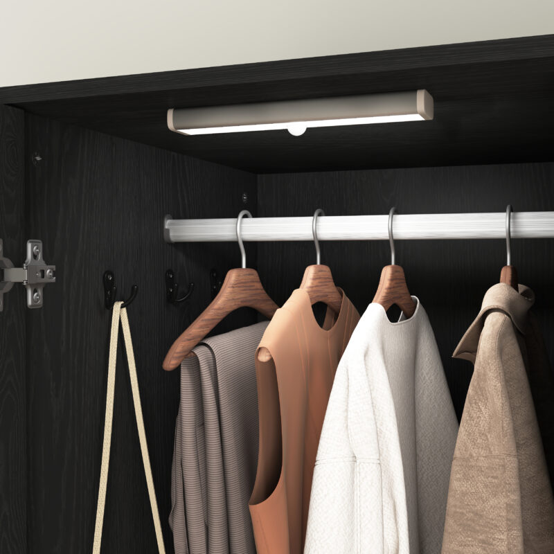 2 Door Wood Wardrobe for Bedroom with Hanging Clothing Rod inside the Cabinet and 2 Drawers for Storage Organization, Built-in induction light Multifunctional Closet with Mirror - Image 13