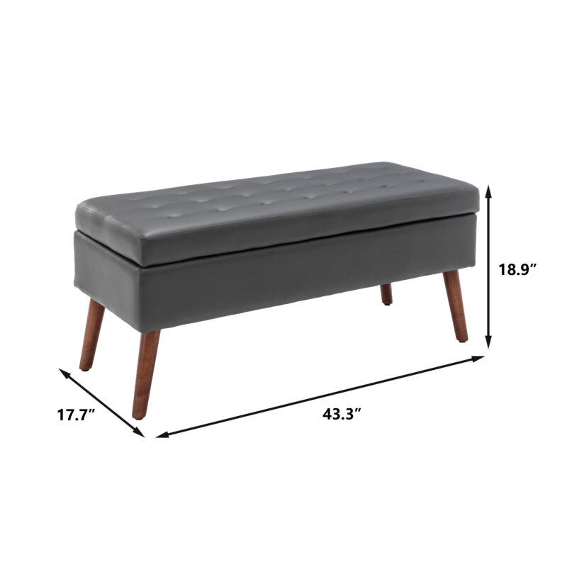 Storage Bench with Storage Bench for Bedroom End of Bed Bench Foot of Bed Bench Entryway Bench Storage Ottoman Bench 43.3" W x 17.7" Brown Leather Bench - Image 13