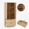 2 Door Wood Wardrobe for Bedroom with Hanging Clothing Rod inside the Cabinet and 2 Drawers for Storage Organization, Built-in induction light Multifunctional Closet with Mirror - Image 18