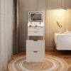 Dressing Table and Stool, 3-in-1 Multifunctional Dressing Table Set, Featuring Three-color Lighting Modes, HD Mirror, Two Sliding Drawers, and a Hidden Storage Stool - Image 17