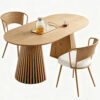 Solid wood stretching dining table + brown wicker dining chairs 2-piece set - farmhouse style farm chairs - Image 8