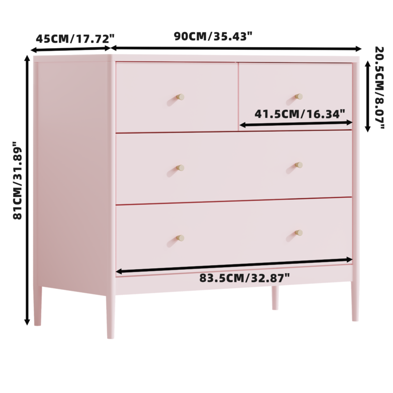 White 4-Drawer Kids Dresser, Wooden Storage Cabinet for Toddler Bedroom, Nursery, Closet, Baby Nightstand Organizer for Living Room or Apartment, 35.4" Wide - Image 11