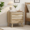 Walnut-colored double drawer bedside table, medieval-style modern bedroom bedside storage cabinet, bedside table with metal handles - Image 9