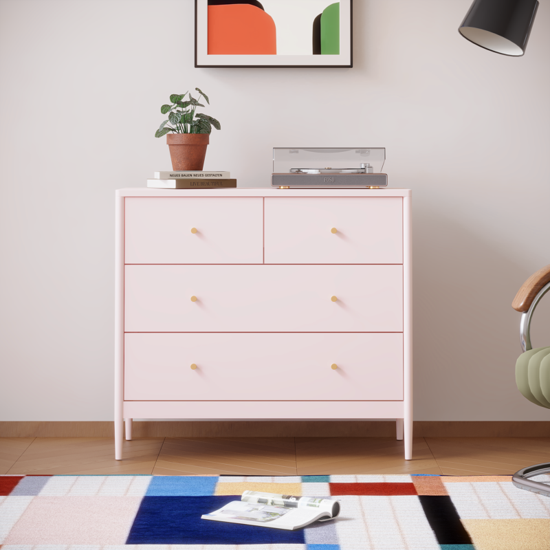 White 4-Drawer Kids Dresser, Wooden Storage Cabinet for Toddler Bedroom, Nursery, Closet, Baby Nightstand Organizer for Living Room or Apartment, 35.4" Wide - Image 7