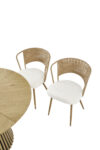 Solid wood stretching dining table + brown wicker dining chairs 2-piece set - farmhouse style farm chairs - Image 10