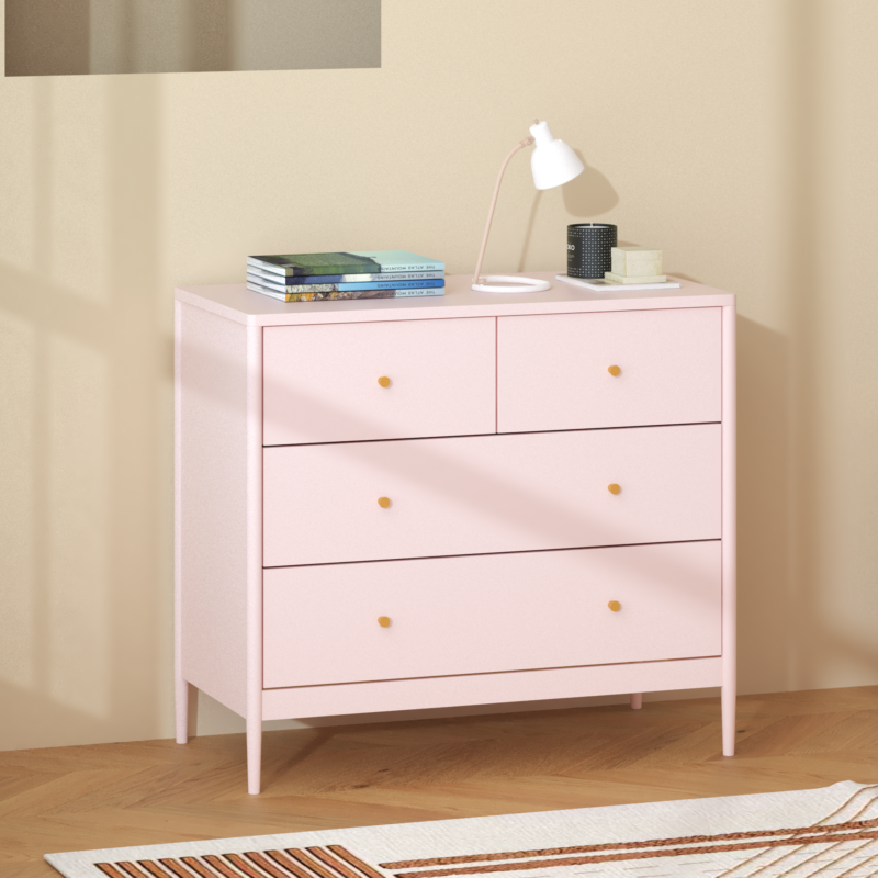 White 4-Drawer Kids Dresser, Wooden Storage Cabinet for Toddler Bedroom, Nursery, Closet, Baby Nightstand Organizer for Living Room or Apartment, 35.4" Wide - Image 9