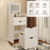 Dressing Table and Stool, 3-in-1 Multifunctional Dressing Table Set, Featuring Three-color Lighting Modes, HD Mirror, Two Sliding Drawers, and a Hidden Storage Stool - Image 22