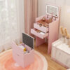 Dressing Table and Stool, 3-in-1 Multifunctional Dressing Table Set, Featuring Three-color Lighting Modes, HD Mirror, Two Sliding Drawers, and a Hidden Storage Stool - Image 9