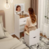 Dressing Table and Stool, 3-in-1 Multifunctional Dressing Table Set, Featuring Three-color Lighting Modes, HD Mirror, Two Sliding Drawers, and a Hidden Storage Stool - Image 21