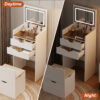 Dressing Table and Stool, 3-in-1 Multifunctional Dressing Table Set, Featuring Three-color Lighting Modes, HD Mirror, Two Sliding Drawers, and a Hidden Storage Stool - Image 20