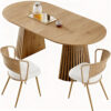 Solid wood stretching dining table + brown wicker dining chairs 2-piece set - farmhouse style farm chairs - Image 6