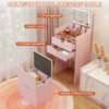 Dressing Table and Stool, 3-in-1 Multifunctional Dressing Table Set, Featuring Three-color Lighting Modes, HD Mirror, Two Sliding Drawers, and a Hidden Storage Stool - Image 7