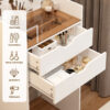 Dressing Table and Stool, 3-in-1 Multifunctional Dressing Table Set, Featuring Three-color Lighting Modes, HD Mirror, Two Sliding Drawers, and a Hidden Storage Stool - Image 19