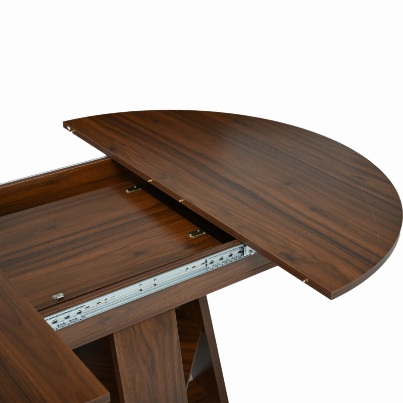 43.3in-59in Extendable Round Dining Table for 4-8,Modern Kitchen Oval Dining Table with Removable Leaves Space Saving,Wood Base with Storage Shelf for Kitchen Living Room - Image 9