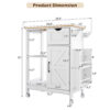 Kitchen Island Cart with Mobile Carts with Storage Cabinet, Rolling Kitchen Table with Spice Rack, Towel Rack, and Drawer, Portable Islands on Wheels - Image 4