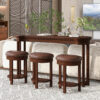 4 Piece Bar Table Set with3 PU Upholstered Bar Stools, Breakfast Table with 3 Padded Stools Solid Wood Counter Height Dining Table Set for Living Room, Dining Room - Image 5
