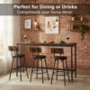 Bar Table and Chairs Set for 3, 4 Piece Industrial Dining Table Set with 3 PU Upholstered Bar Stools, Bar Table Set for Kitchen, Dining Room, Living Room, Bar, Cafe, Small Space Corner, Rustic Brown - Image 2