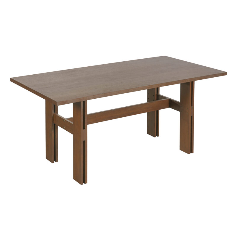 Modern Wooden Dining Table for 4 to 6 People, 71" Large Kitchen Dining Table with Wood Pedestal Base, Mid Century Rectangular Long Dinner Table for Home Dining Room Restaurant, Walnut - Image 7