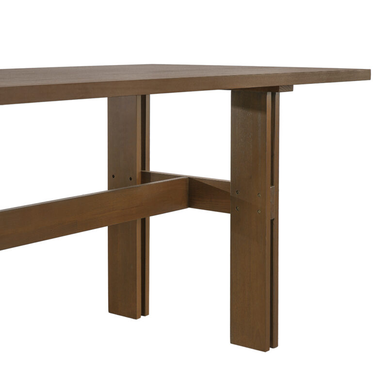 Modern Wooden Dining Table for 4 to 6 People, 71" Large Kitchen Dining Table with Wood Pedestal Base, Mid Century Rectangular Long Dinner Table for Home Dining Room Restaurant, Walnut - Image 8