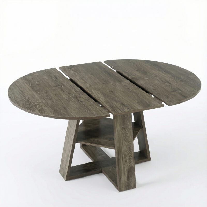 43.3in-59in Extendable Round Dining Table for 4-8,Modern Kitchen Oval Dining Table with Removable Leaves Space Saving,Wood Base with Storage Shelf for Kitchen Living Room - Image 17