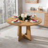 Round Dining Table for 4 - 47 Inch Farmhouse Kitchen Table, MDF Circle Table with Oak Finish, 300lb Weight Capacity, Easy Assembly for Dining Room, Kitchen, Living Room - Spiced Round Table - Image 9
