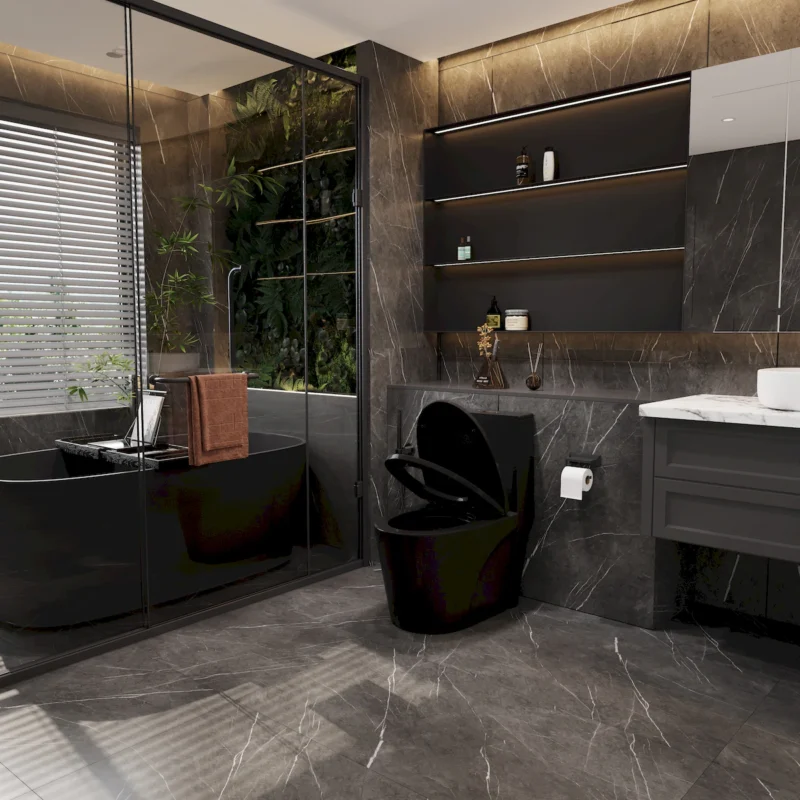 1.1/1.6 GPF Tornado Flush One-Piece Toilet for bathrooms,Siphonic S-trap 12",Elongated Bowl with Soft Close Seat,Powerful Dual Flush MAP 1000g,Comfort Chair Seat ADA Height 17", Matte black 26T01-MB - Image 9