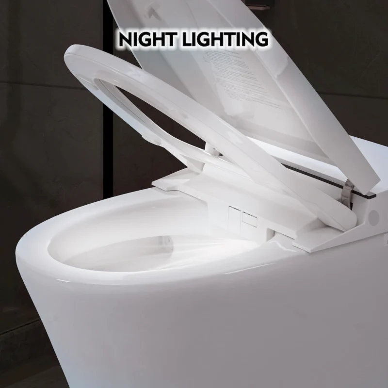 Heated Seat Smart Toilet without Bidet, Upmarket Compact Dual Flush Toilet 1/1.28 GPF, Tank less toilet with Adjustable Temp Heated Seat, Foot sensor Flush, White Night Light, Knob Control,Auto Flush - Image 12