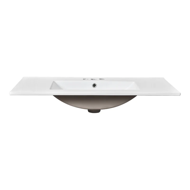 36" Single Bathroom Basin Sink, Vanity Top Only, 3-Faucet Holes, Ceramic - Image 5