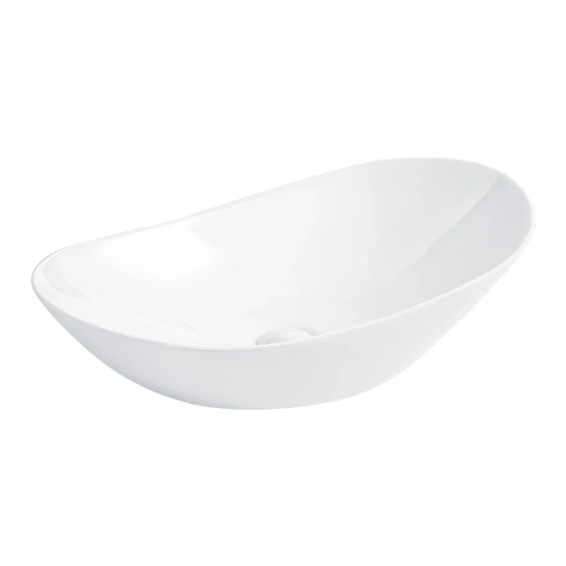 White Oval Ceramic Vessel Sink, Modern Minimalist Art Bathroom Sink Bowl, Countertop Vanity Basin - Image 9