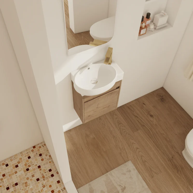 Soft Close Doors Bathroom Vanity With Sink,16 Inch For Small Bathroom - Image 2