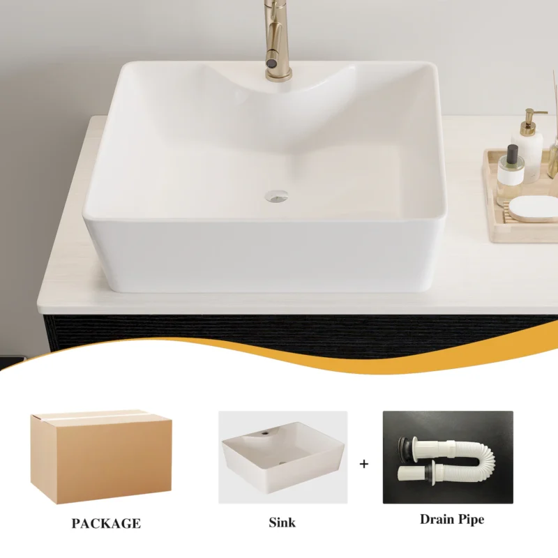 36" Wall-Mounted Bathroom Vanity with Vessel Ceramic Sink & Plywood Countertop – Soft-Close Door & Drawers, Floating Design - Image 7