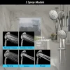 5" Multi Function Dual Shower Head, with Adjustable Slide Bar,Chrome - Image 7