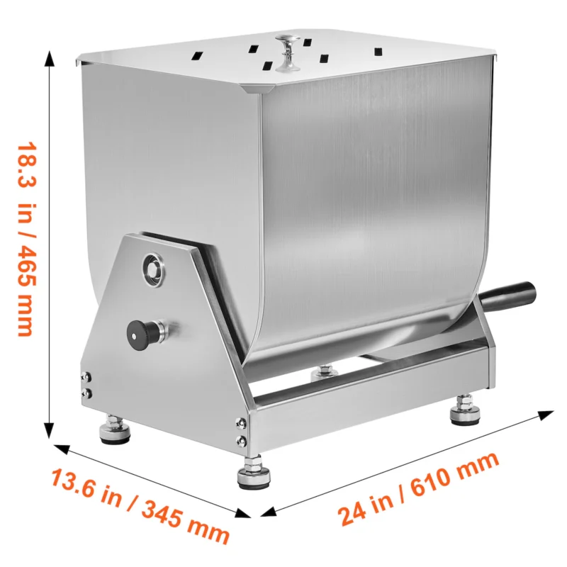 Manual Meat Mixer, 30L Tilt Tank Meat Processing Equipment(Mixing Max 30LBS for Meat), Stainless Steel Meat Mixer, Sausage Mixer Machine with Lid Handle Gear Reducer, Ground Beef Hand Mixer - Image 6