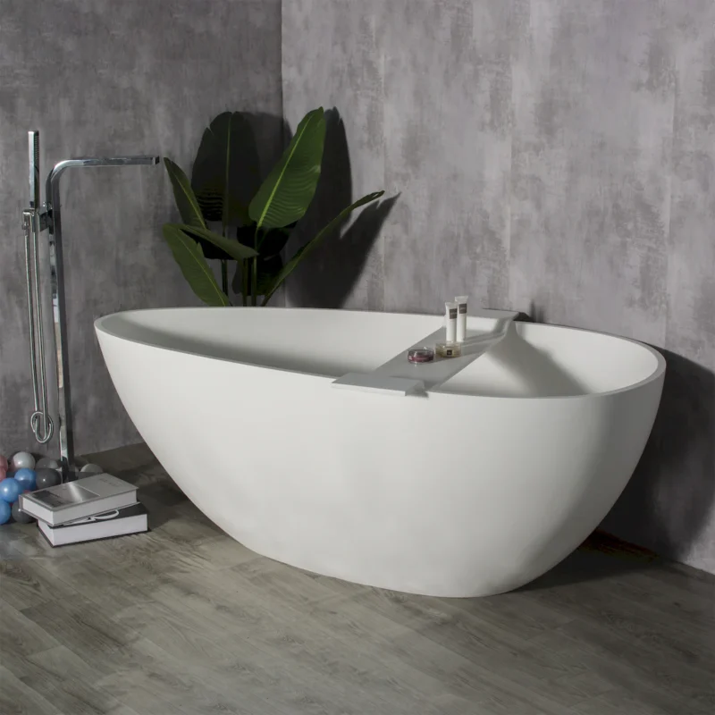 59 inch freestanding egg shape solid surface bathtub for the bathroom - Image 11