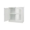Washbasin cabinet without basin, louvered double-door floor-standing bathroom vanity and storage unit, white bathroom floor-standing storage cabinet. - Image 5