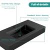 BB02-36-109, Integrated engineered solid surface basin WITHOUT drain and faucet, matte black color - Image 3