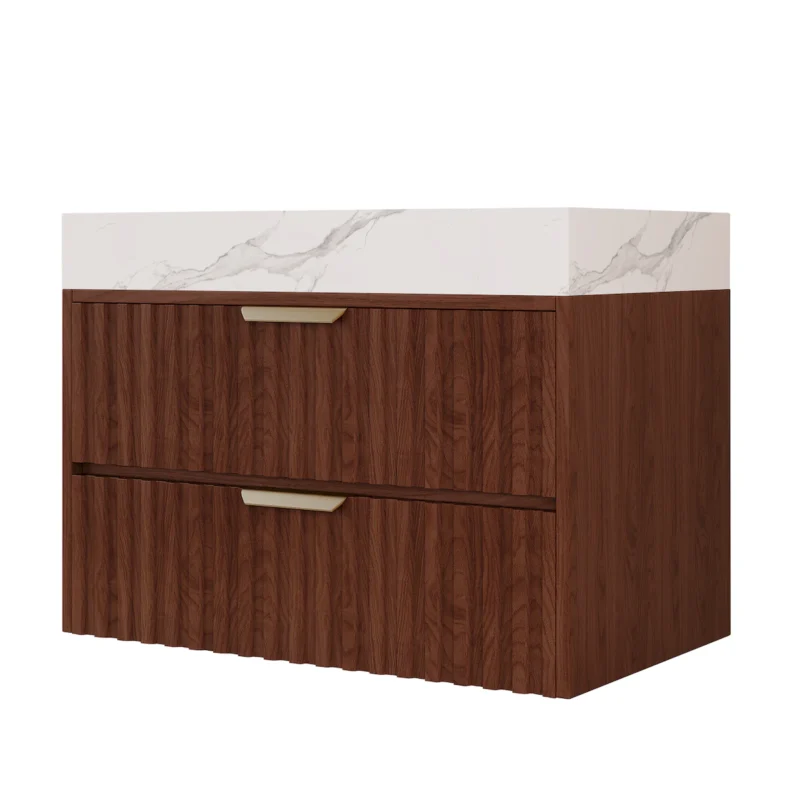 30" Modern Floating Bathroom Vanity with Seamless Sintered Stone Top & Ceramic Basin – 2 Soft-Close Drawers, Wall-Mounted - Image 13