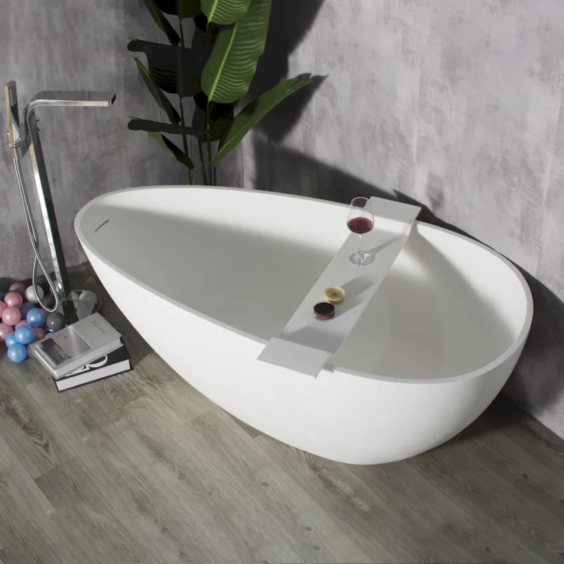 59 inch freestanding egg shape solid surface bathtub for the bathroom - Image 2