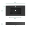 BB02-36-109, Integrated engineered solid surface basin WITHOUT drain and faucet, matte black color - Image 2