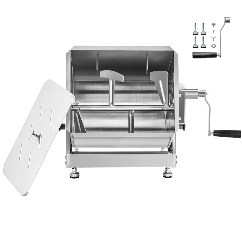Manual Meat Mixer, 30L Tilt Tank Meat Processing Equipment(Mixing Max 30LBS for Meat), Stainless Steel Meat Mixer, Sausage Mixer Machine with Lid Handle Gear Reducer, Ground Beef Hand Mixer - Image 8