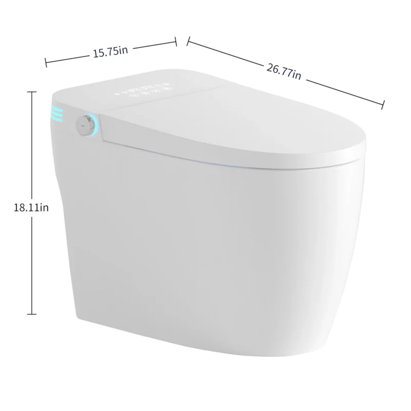 Tankless Smart Toilet With Bidet Built In, One-piece Bidet Toilet Seat, Auto Flush, Auto Open/Close,Heated Seat, Warm Water and Dry, Adjustable Temp,Remote Control Side Know - Image 2