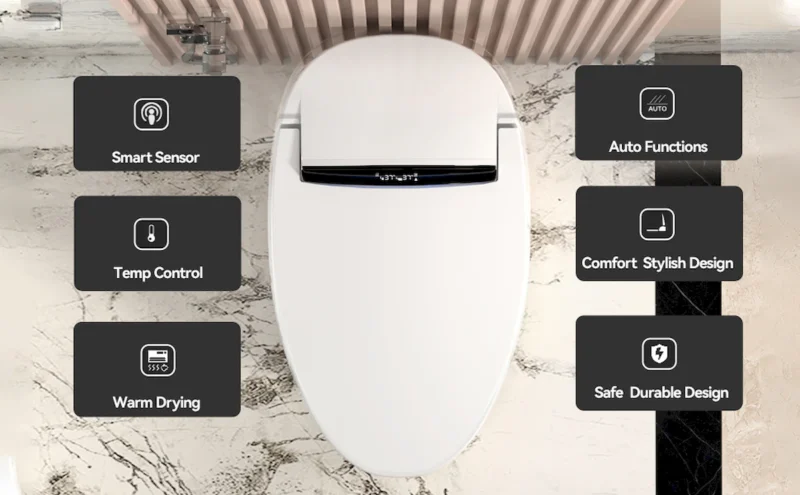 Smart Toilets with Heated Bidet Seat.Portable toilet with bidet built.Intelligent Toilet Auto Open/Close Seat. Bidet toilet with Dryer and Warm Water - Image 5
