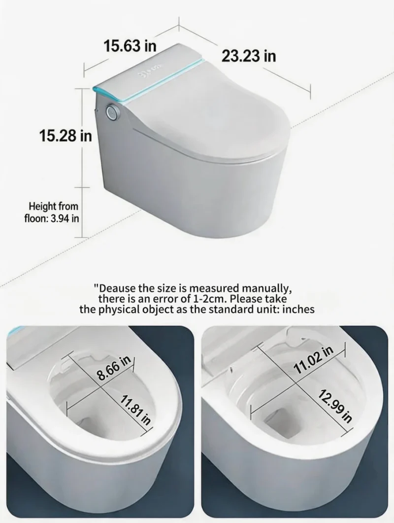 Wall-mounted Smart Toilet, Automatic Lid Opening, No Water Pressure Limitation, Wall Drain, All-in-One Bidet with Aromatherapy Deodorization for Home Use - Image 4